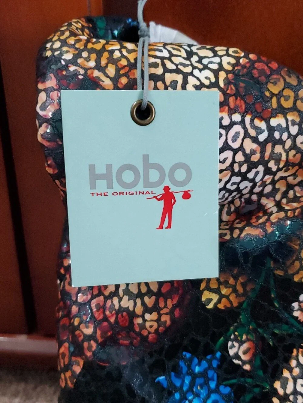 BRAND NEW!!  HOBO Brand Black Multicolor Floral-Leopard Print Hobo Bag